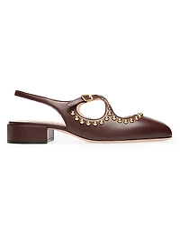 Blariska 30MM Studded Leather Slingback Pumps