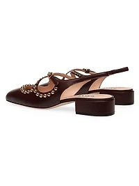 Blariska 30MM Studded Leather Slingback Pumps