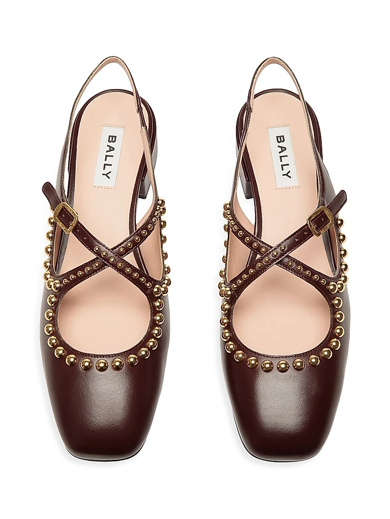 Blariska 30MM Studded Leather Slingback Pumps