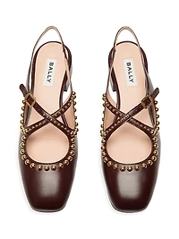 Blariska 30MM Studded Leather Slingback Pumps