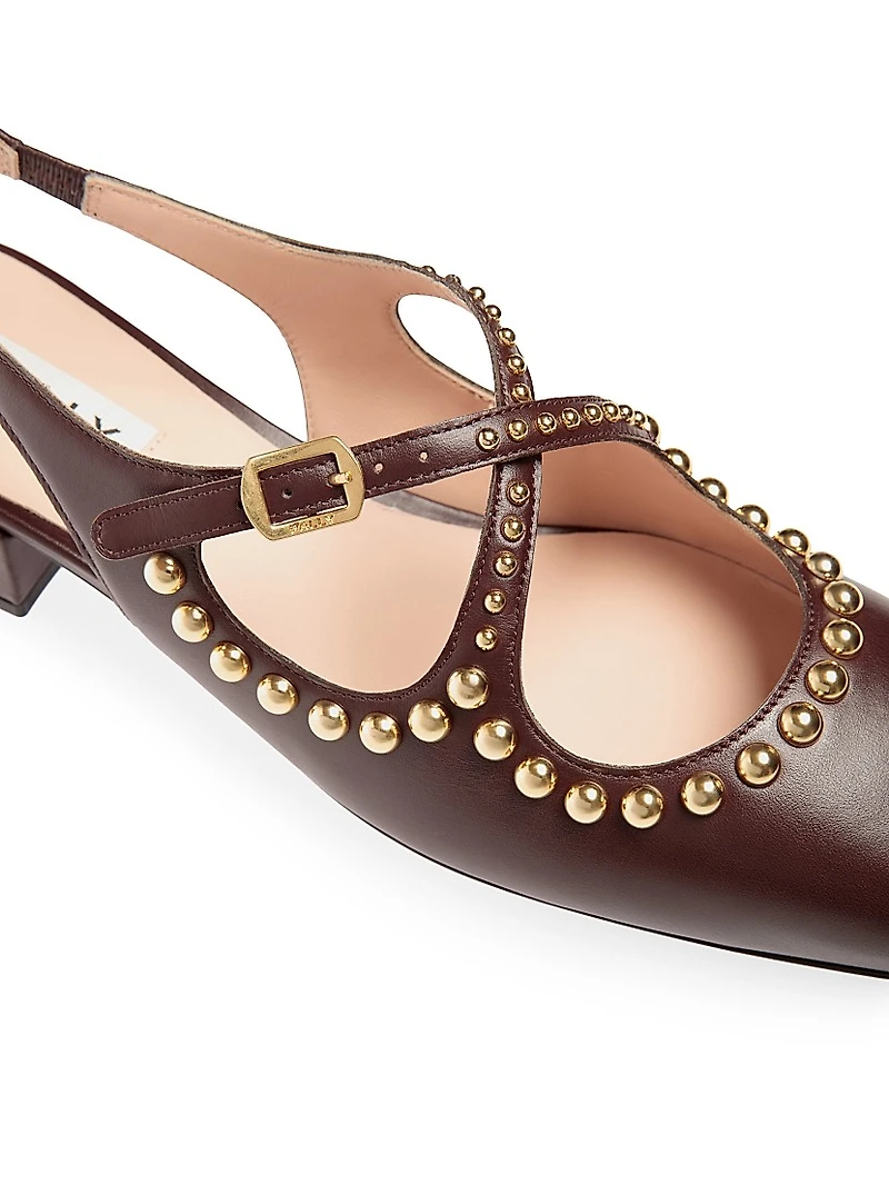 Blariska 30MM Studded Leather Slingback Pumps