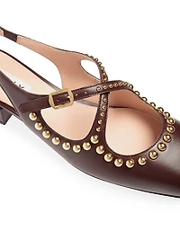 Blariska 30MM Studded Leather Slingback Pumps