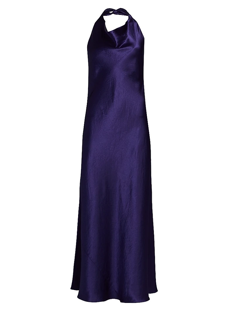 Satin Cowlneck Maxi Dress