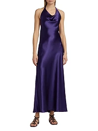 Satin Cowlneck Maxi Dress