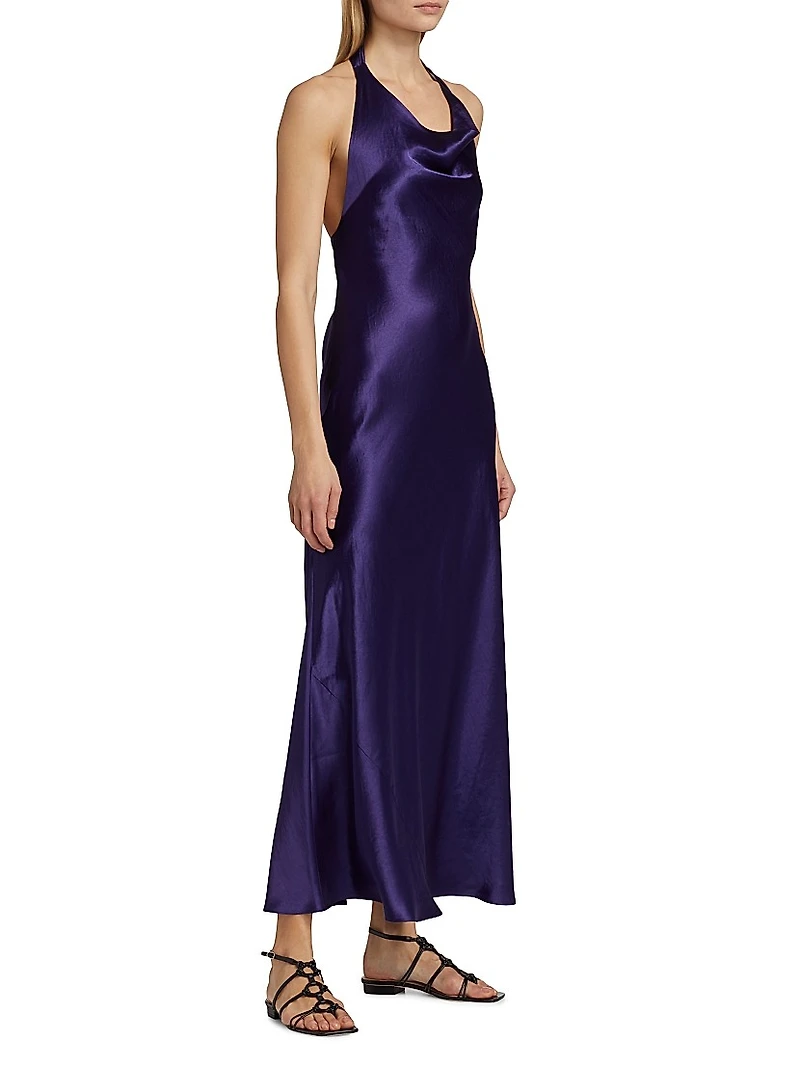 Satin Cowlneck Maxi Dress