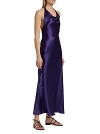 Satin Cowlneck Maxi Dress