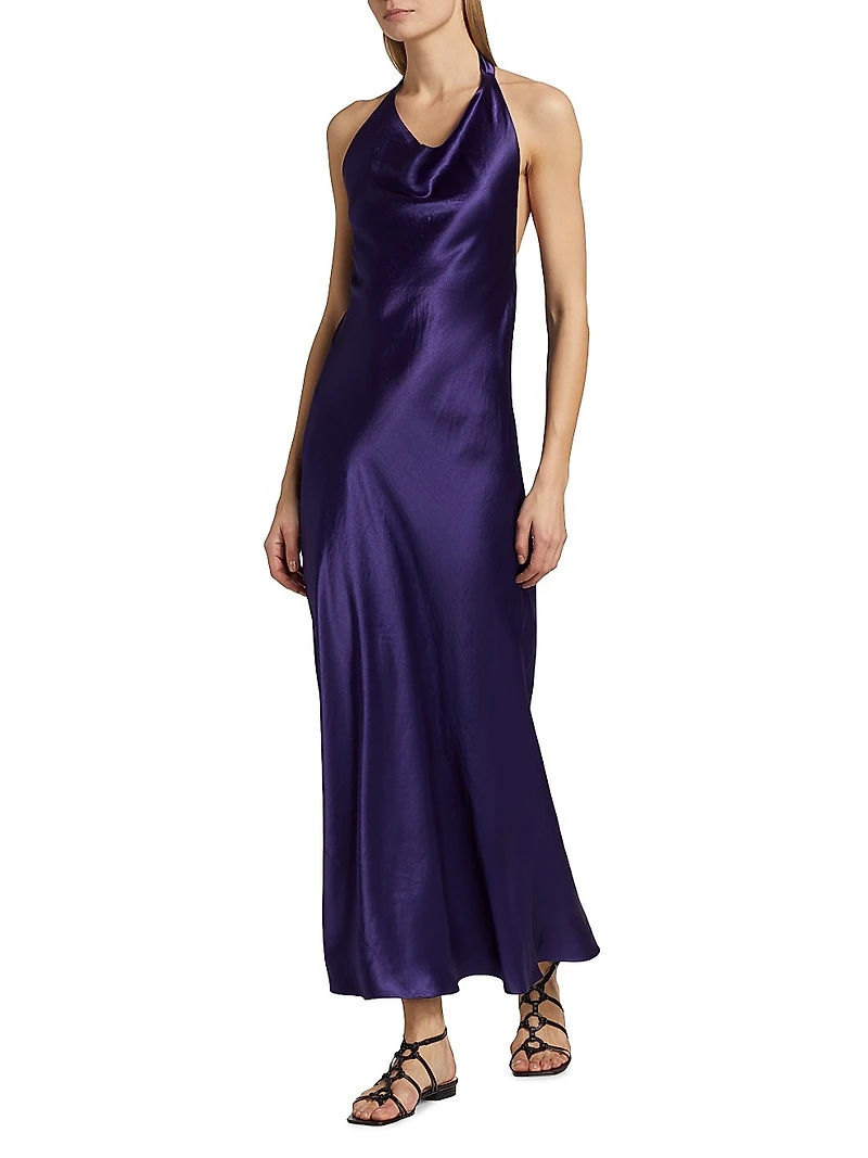 Satin Cowlneck Maxi Dress