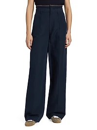 Double-Waistband Wide-Leg Trousers