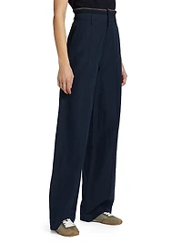 Double-Waistband Wide-Leg Trousers