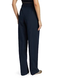 Double-Waistband Wide-Leg Trousers