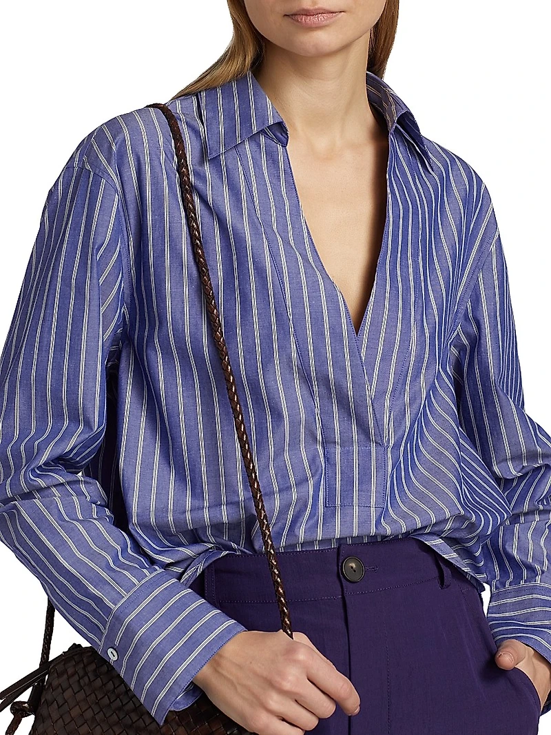 Relaxed Striped Cotton Long-Sleeve Shirt