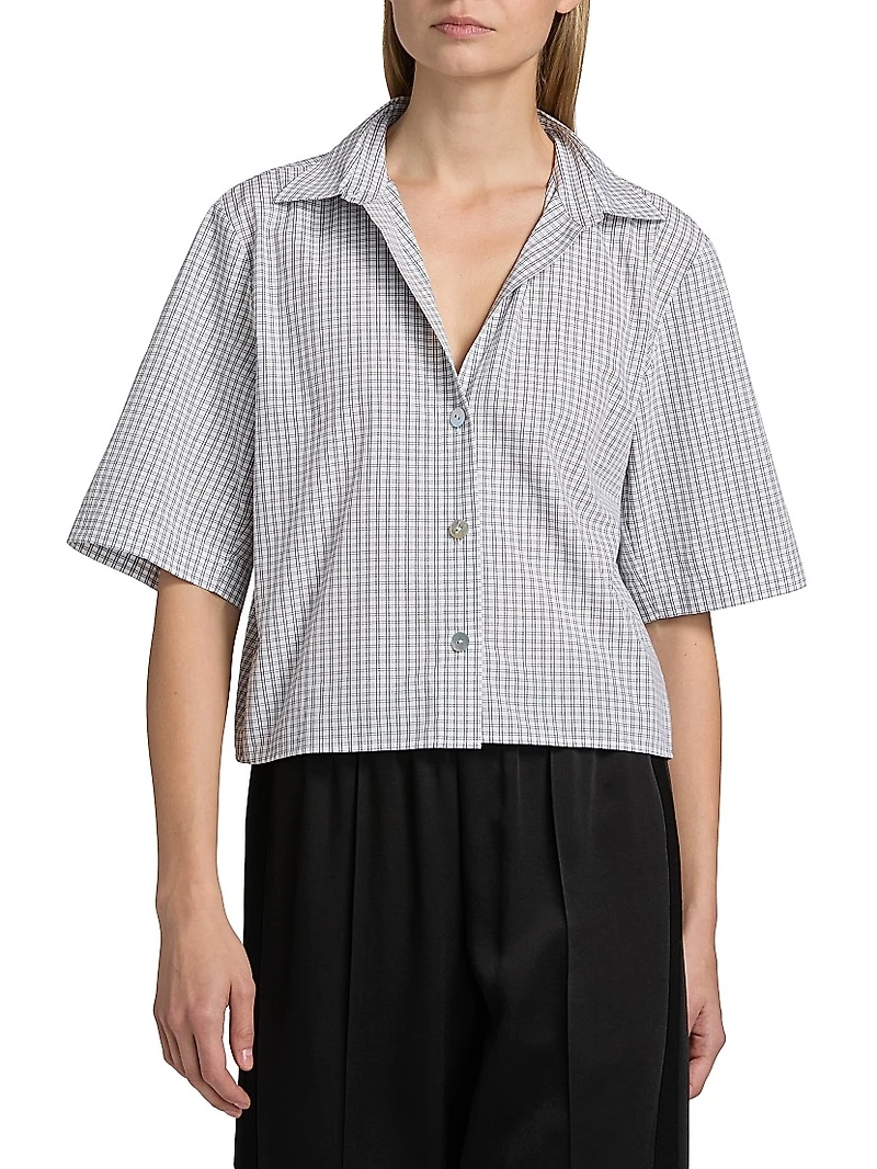 Cropped Check Cotton Shirt