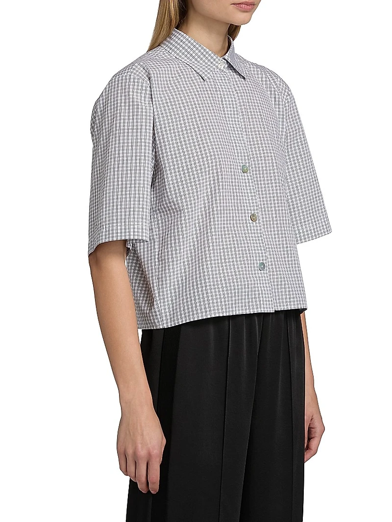 Cropped Check Cotton Shirt