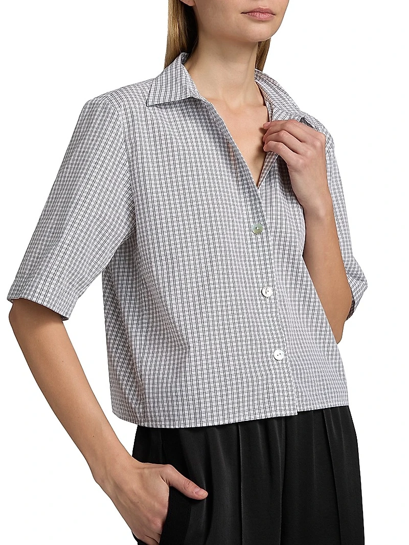 Cropped Check Cotton Shirt