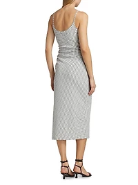 Grid Side-Ruched Midi-Dress
