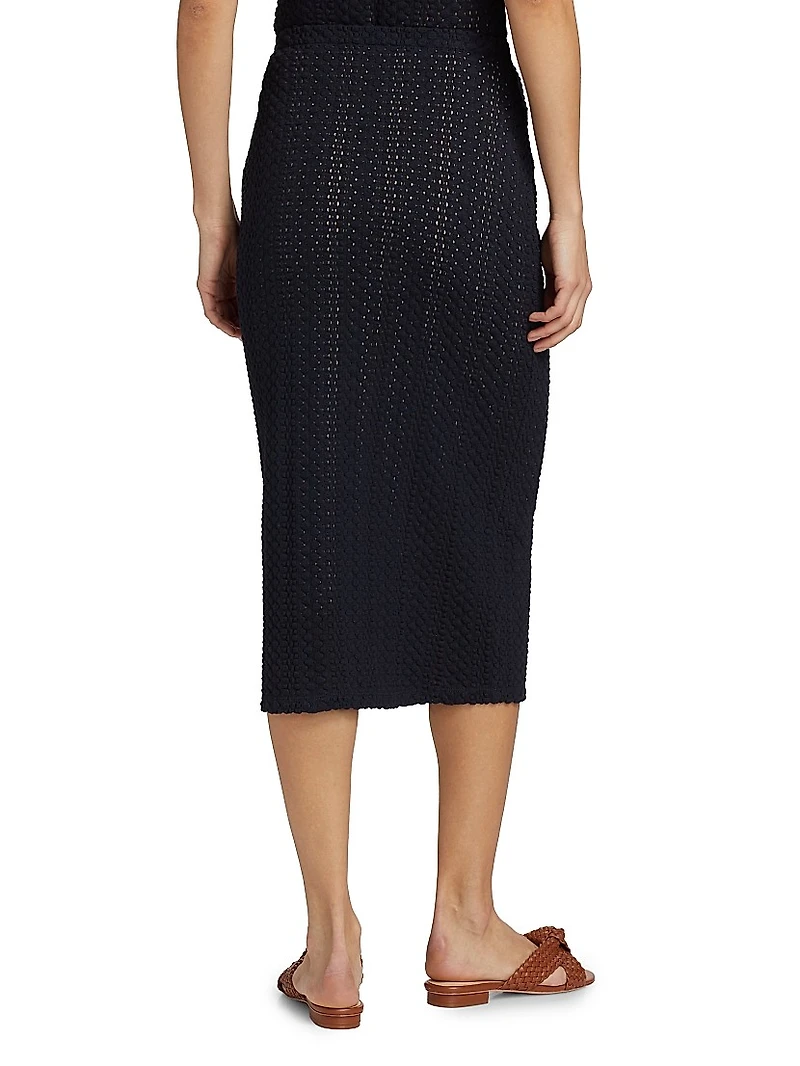 Knit Eyelet Cotton Midi-Skirt