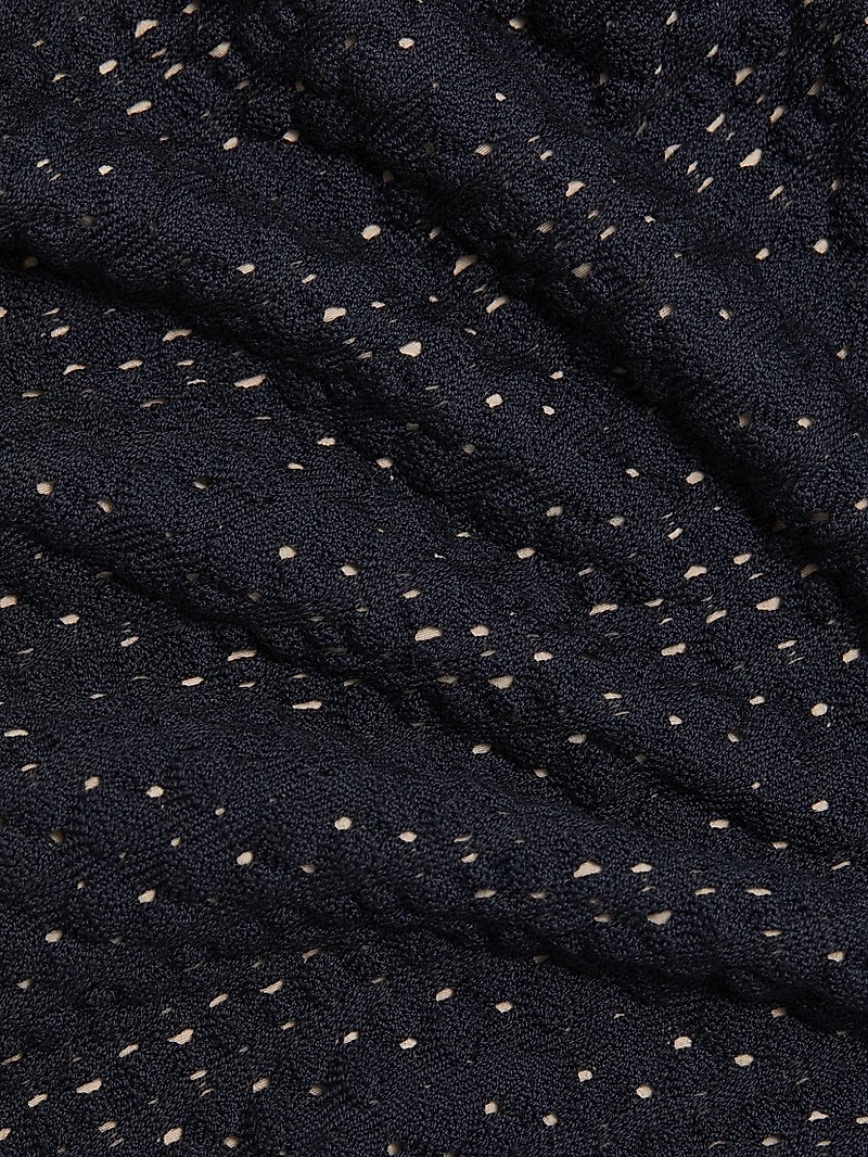 Knit Eyelet Cotton Midi-Skirt