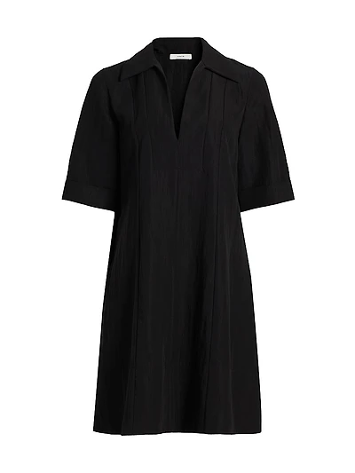 Short-Sleeve A-Line Mini-Shirtdress
