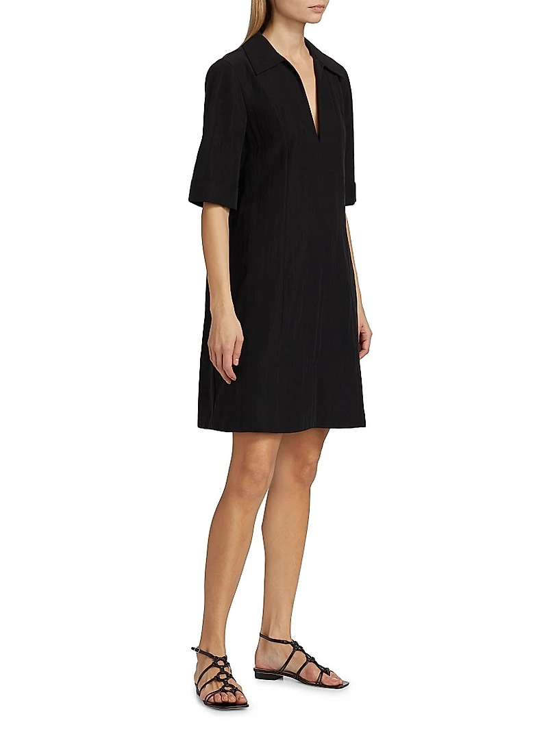 Short-Sleeve A-Line Mini-Shirtdress