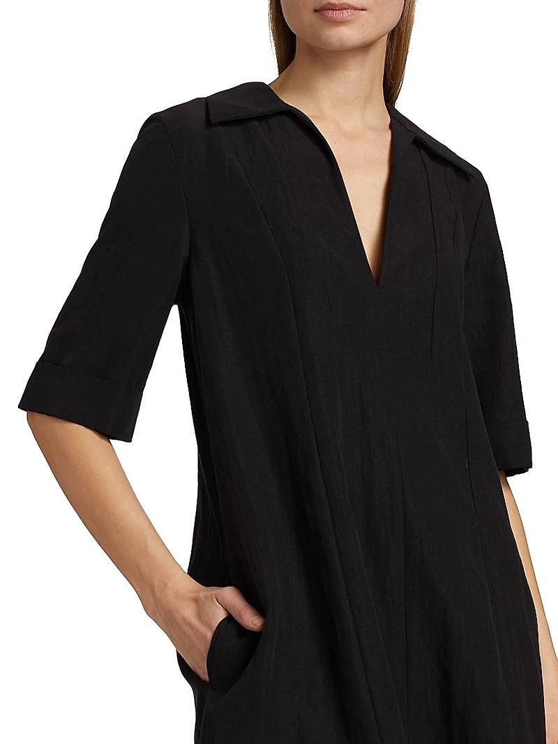 Short-Sleeve A-Line Mini-Shirtdress