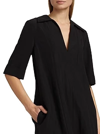 Short-Sleeve A-Line Mini-Shirtdress