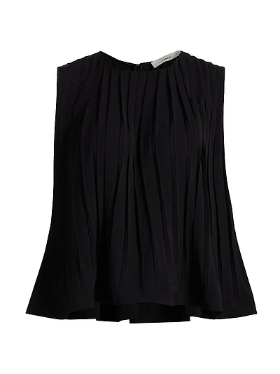 Pleated A-Line Crewneck Top
