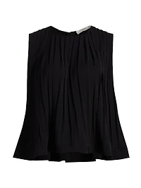 Pleated A-Line Crewneck Top