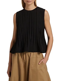 Pleated A-Line Crewneck Top