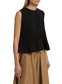 Pleated A-Line Crewneck Top