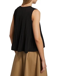 Pleated A-Line Crewneck Top