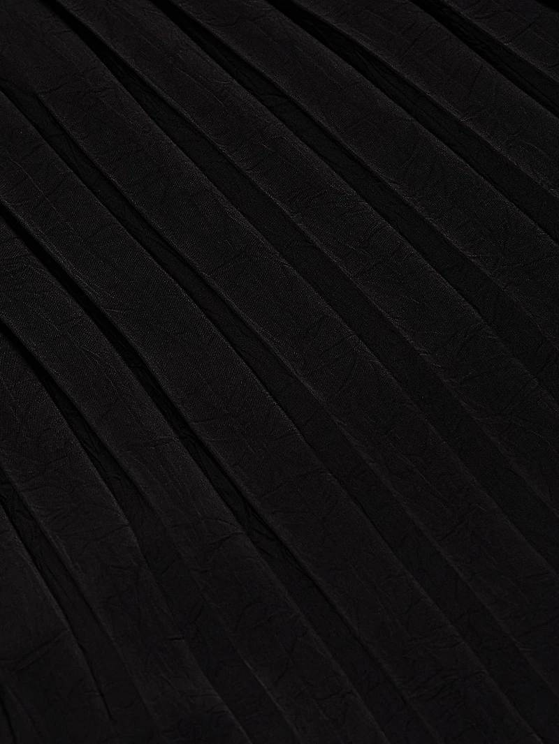 Pleated A-Line Crewneck Top