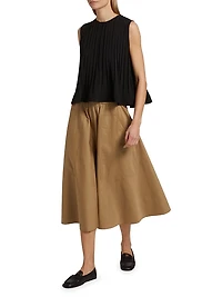 Pleated A-Line Crewneck Top