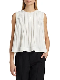 Pleated A-Line Crewneck Top