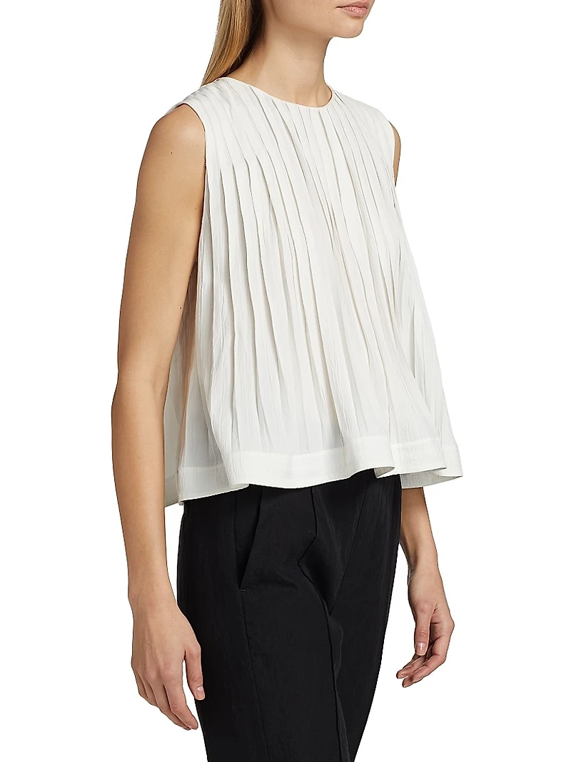 Pleated A-Line Crewneck Top