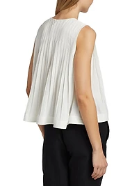 Pleated A-Line Crewneck Top
