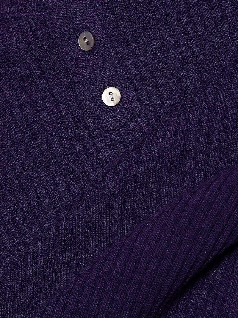 Rib-Knit Cashmere-Silk Henley