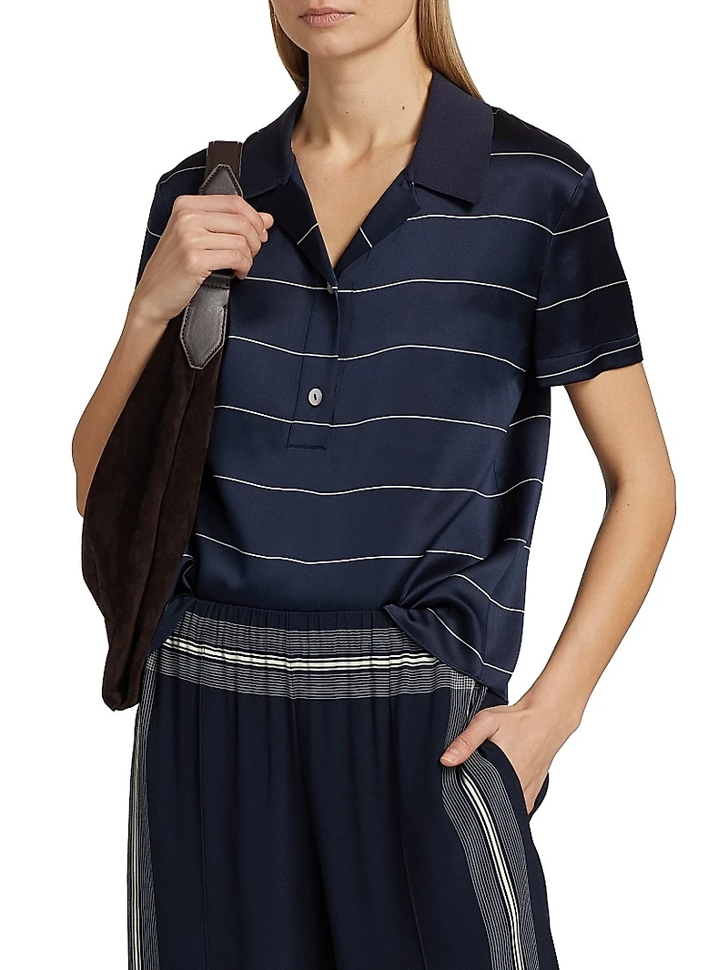 Striped Silk Polo Shirt