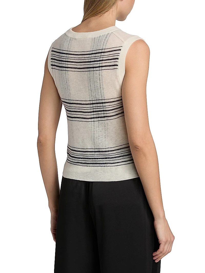 Plaid V-Neck Wool Vest