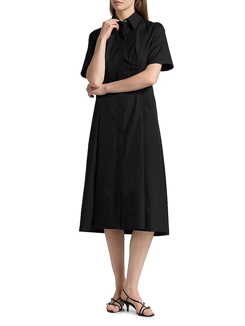 Cotton A-line Midi Shirtdress