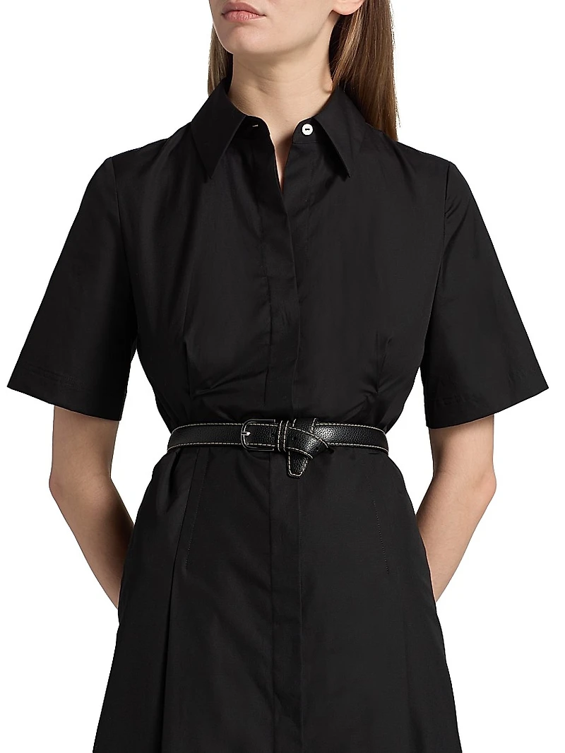 Cotton A-line Midi Shirtdress