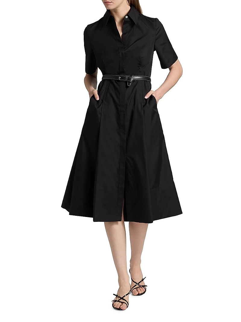 Cotton A-line Midi Shirtdress