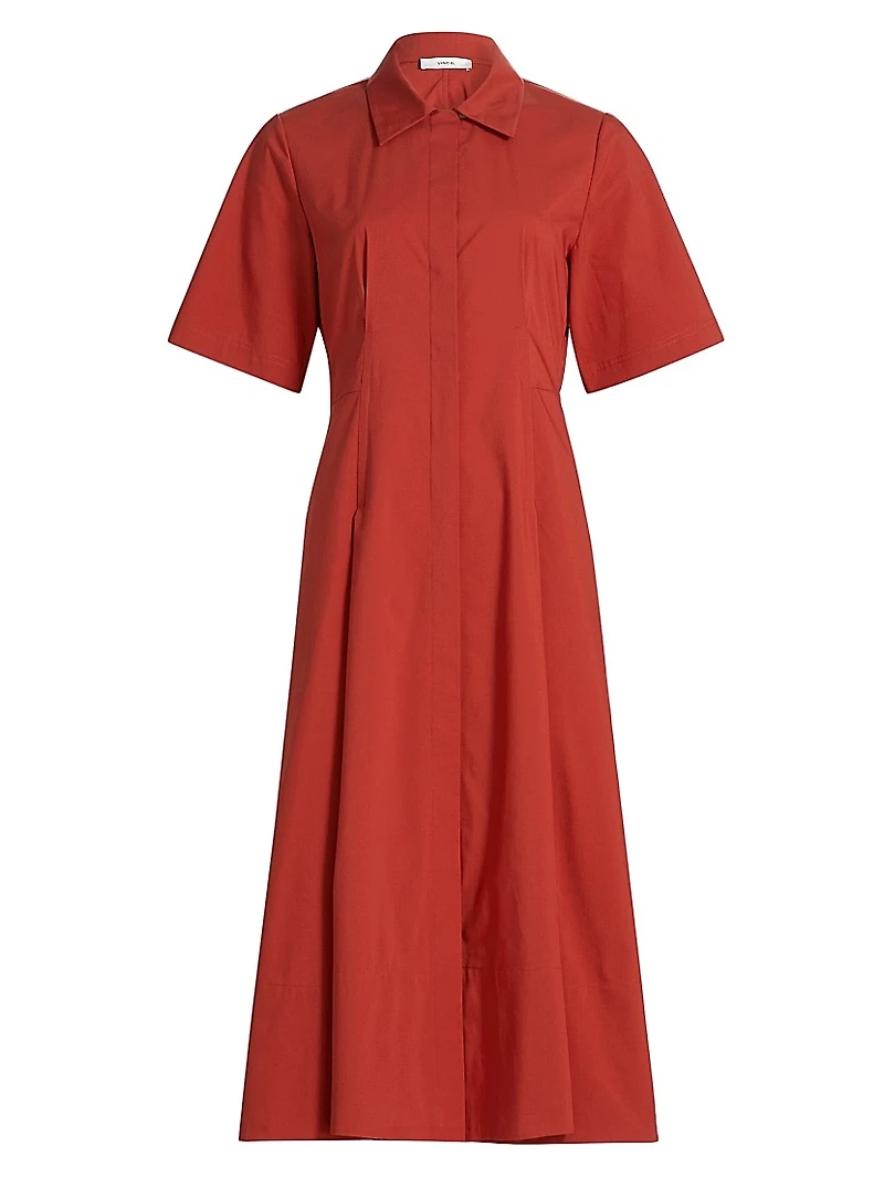 Cotton A-line Midi Shirtdress