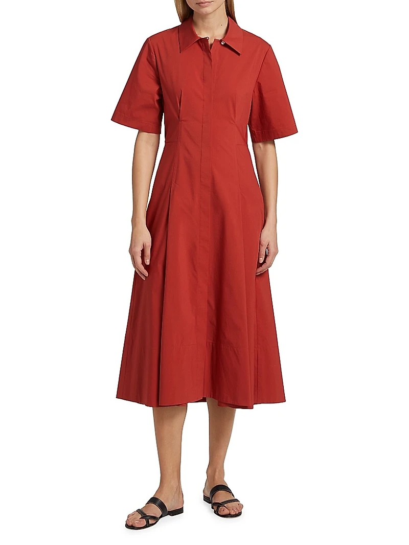 Cotton A-line Midi Shirtdress