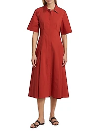 Cotton A-line Midi Shirtdress