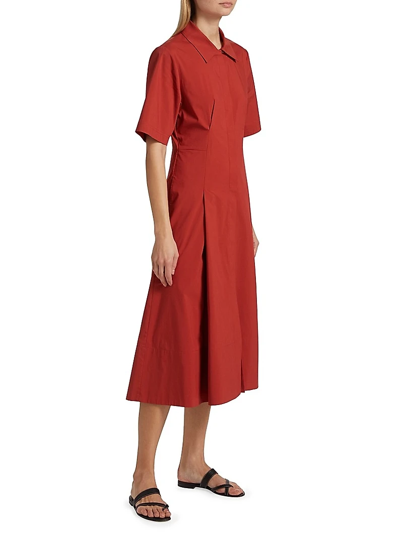 Cotton A-line Midi Shirtdress