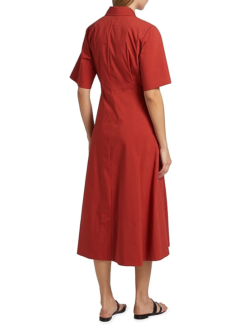 Cotton A-line Midi Shirtdress