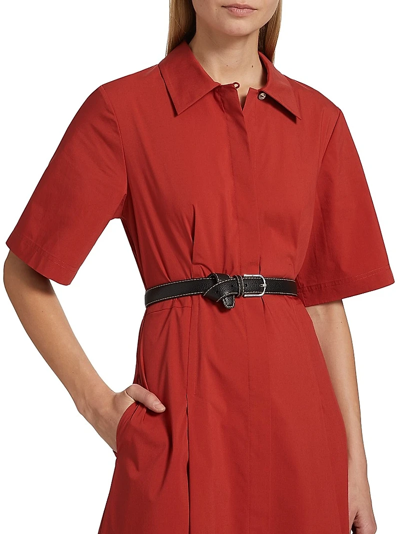Cotton A-line Midi Shirtdress