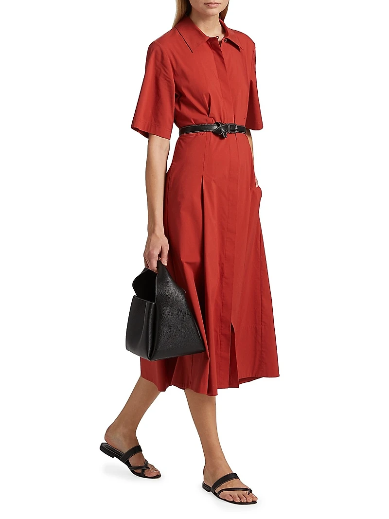 Cotton A-line Midi Shirtdress
