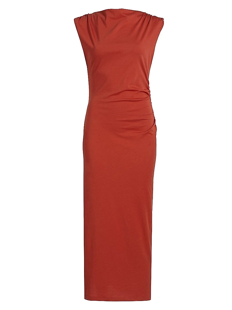 Cowlneck Cotton Midi-Dress