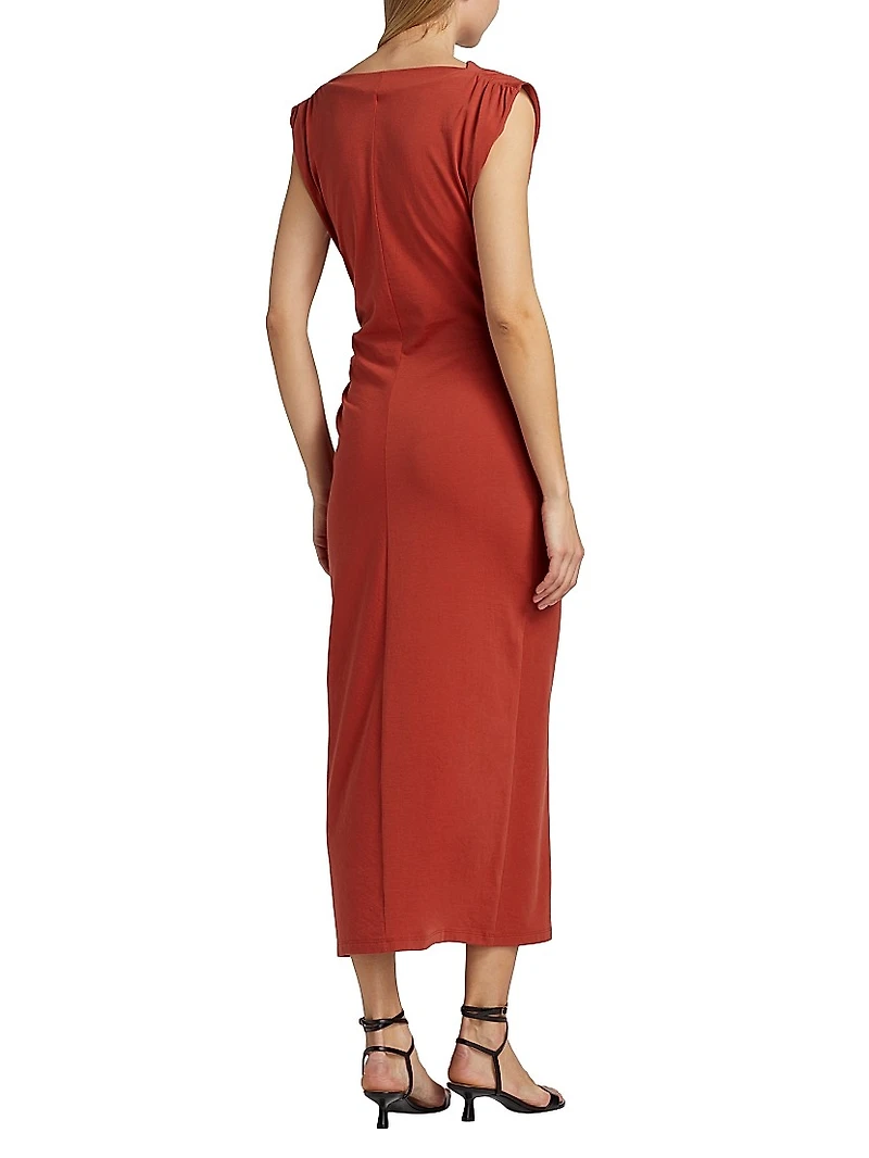 Cowlneck Cotton Midi-Dress